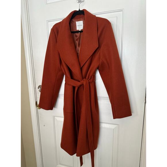Avec Les Filles Coat Women's Size XL Rust Brown Long Sleeve Belted Wrap Coat - Picture 3 of 12